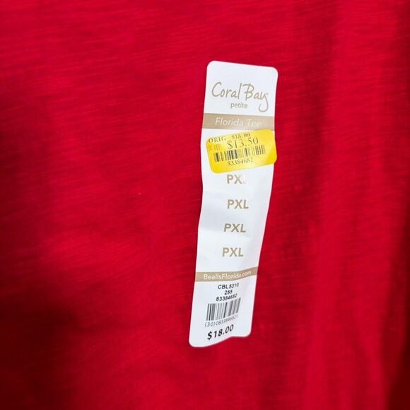 Coral Bay T-Shirt Women's Petite XL Red V-Neck Short Sleeve Casual Shirt NWT - Picture 5 of 9